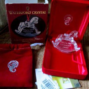 Waterford Crystal Unisex 2000 Baby’s First Christmas Rocking Horse Ornament NIB